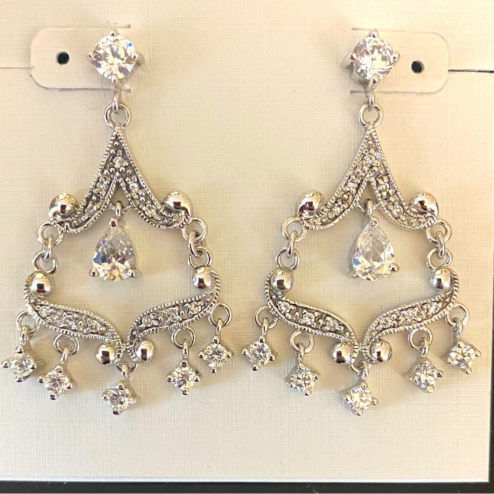 Victorian Style Sterling silver and cubic zirconia earrings